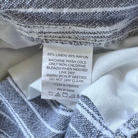 Briggs Striped Stretch Waistband Linen Blend Straight Leg Pull On Pants Size M - Picture 11 of 11